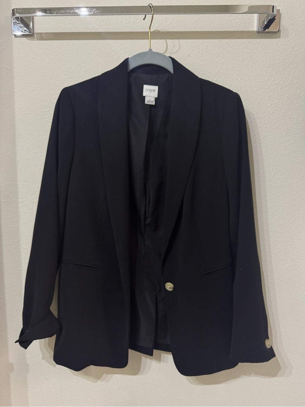 J. Crew Black Shawl Collar Blazer with Gold Buttons